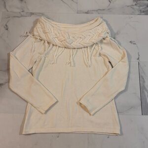 🤎Intrigue🤎 Elegant Cream Braided Fringe Sweater